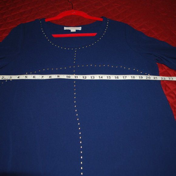 Michael Kors Silver Studded Navy Hi-low Top - L - Picture 11 of 12